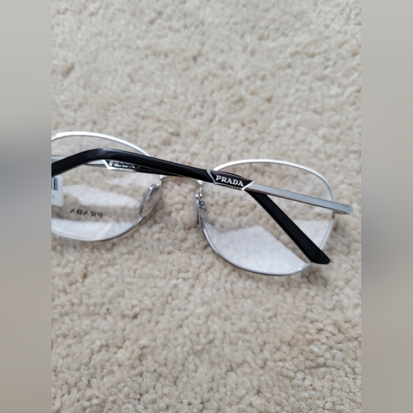 Prada 0PR 64YV Eyeglasses Silver/Black Frame Round Full Rim 54-18-135 No Case - Picture 12 of 15